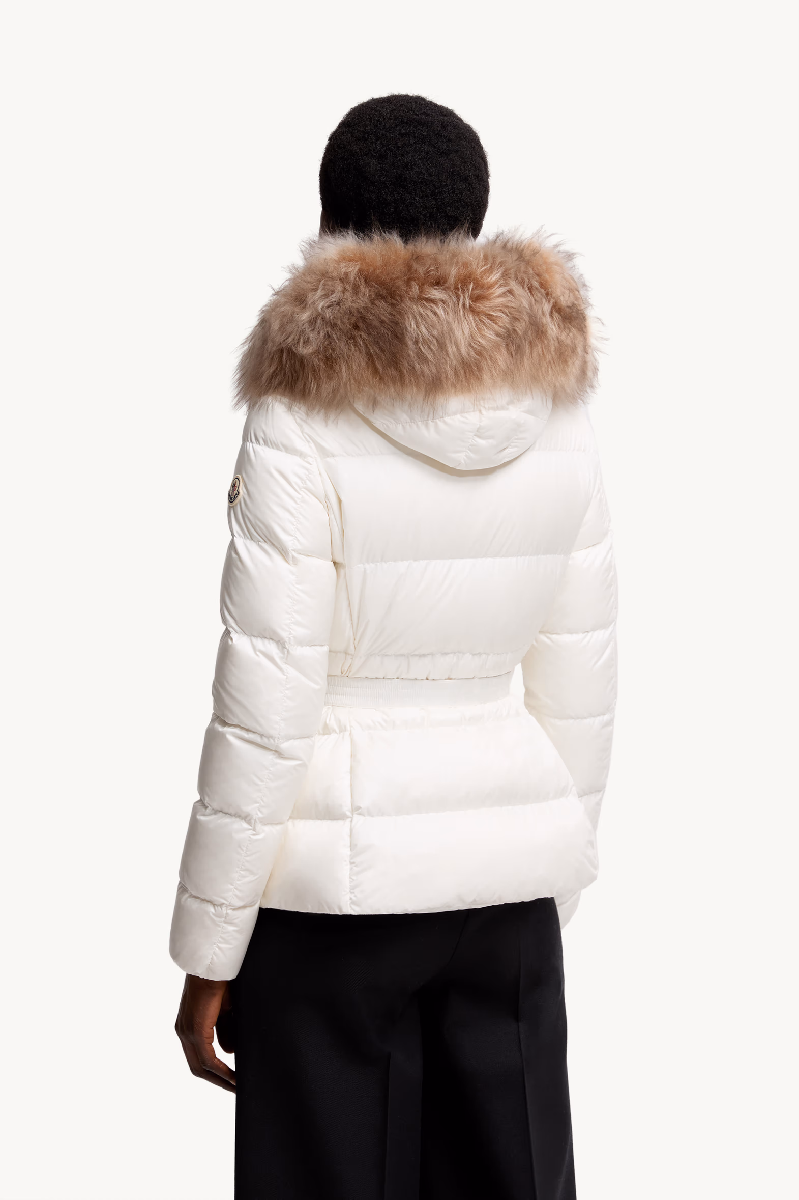 Plumífero corto con capucha y ribete de lana de oveja joven Boed Mujer Blanco Moncler 5